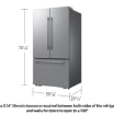 Bespoke AI 3-Door French Door Refrigerator RF70 Sleek Zero Clearance Fit In-Door Tall Dispenser 24 cu.ft. Silver