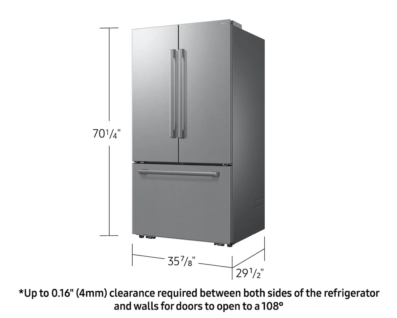 Bespoke AI 3-Door French Door Refrigerator RF70 Sleek Zero Clearance Fit In-Door Tall Dispenser 24 cu.ft. Silver