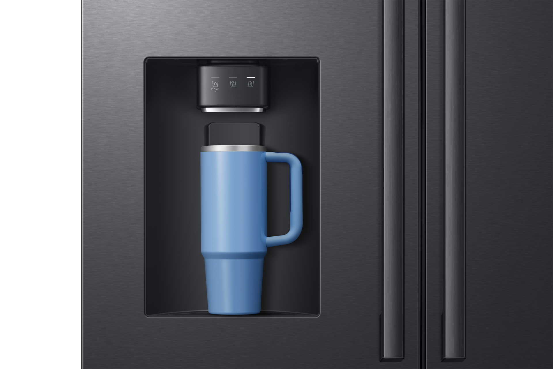 French Door Zero clearance fit with SpaceMax 28.5 cu.ft External-Water-and-ice-Dispenser2 Black 