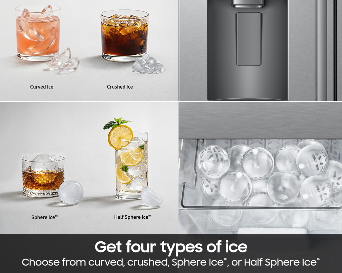 Bespoke AI 3-Door French Door Refrigerator RF70 Glam Zero Clearance Fit External Water & Ice Dispenser 29 cu.ft. Silver
