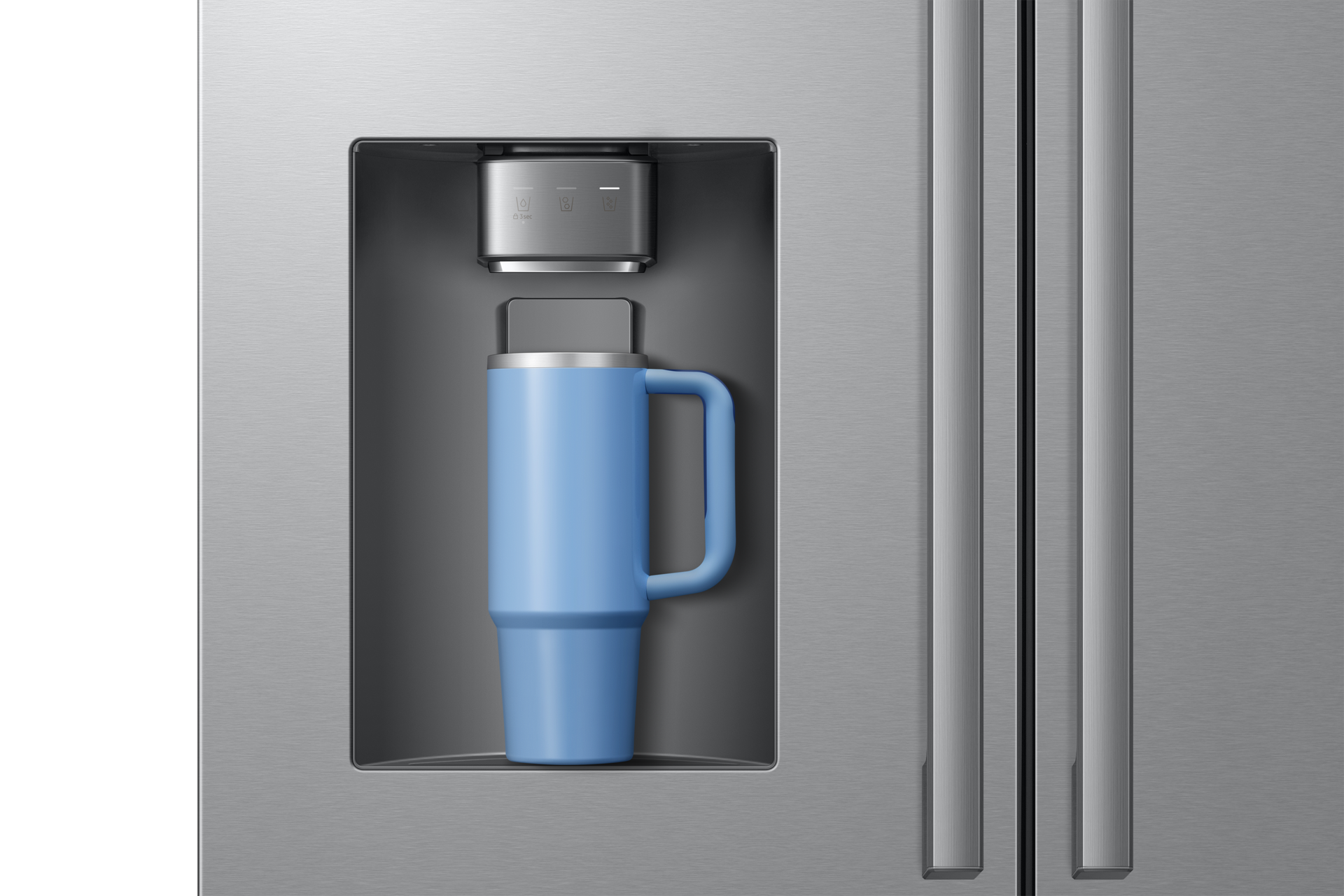 French Door Zero clearance fit with SpaceMax 28.5 cu.ft External-Water-and-ice-Dispenser2 Silver 