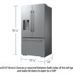 Bespoke AI 3-Door French Door Refrigerator RF70 Host Zero Clearance Fit External Water & Ice Dispenser 29 cu.ft. Silver