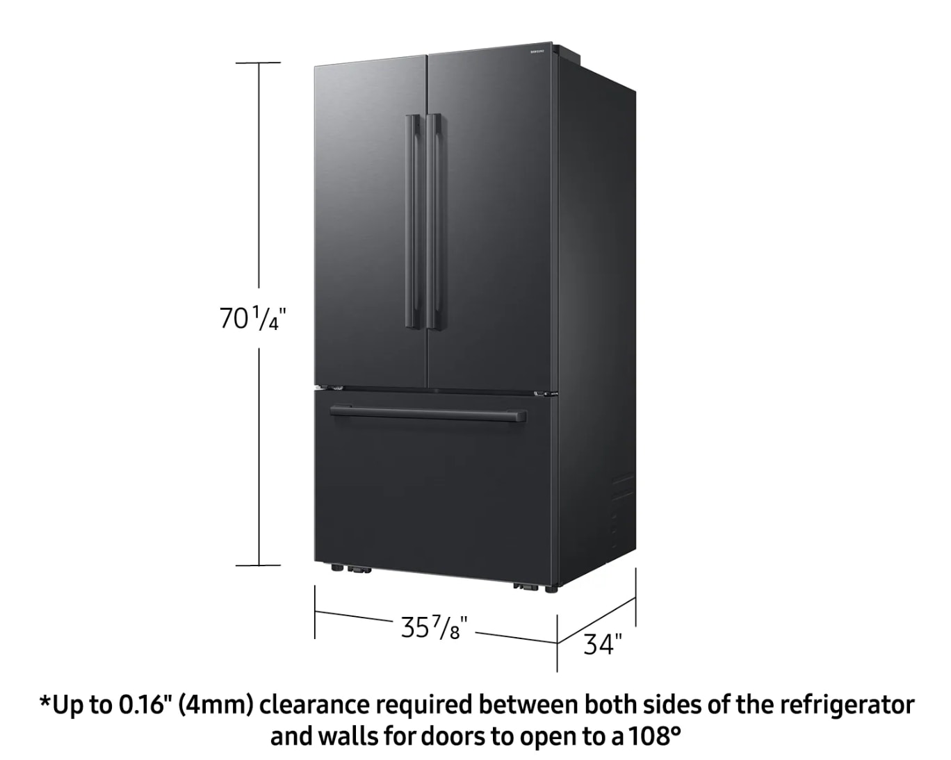 Bespoke AI 3-Door French Door Refrigerator RF70 Sleek Zero Clearance Fit In-Door Tall Dispenser 29 cu.ft. Black