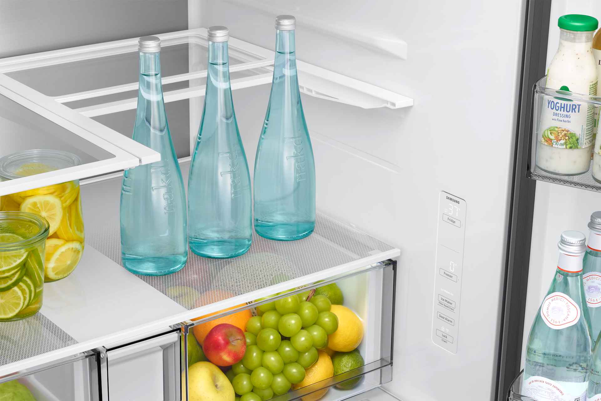 French Door Internal dispenser Zero clearance fit with SpaceMax 28.5 cu.ft Slide-in-Shelf-Food Silver 