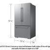 Bespoke AI 3-Door French Door Refrigerator RF70 Sleek Zero Clearance Fit In-Door Tall Dispenser 29 cu.ft. Silver