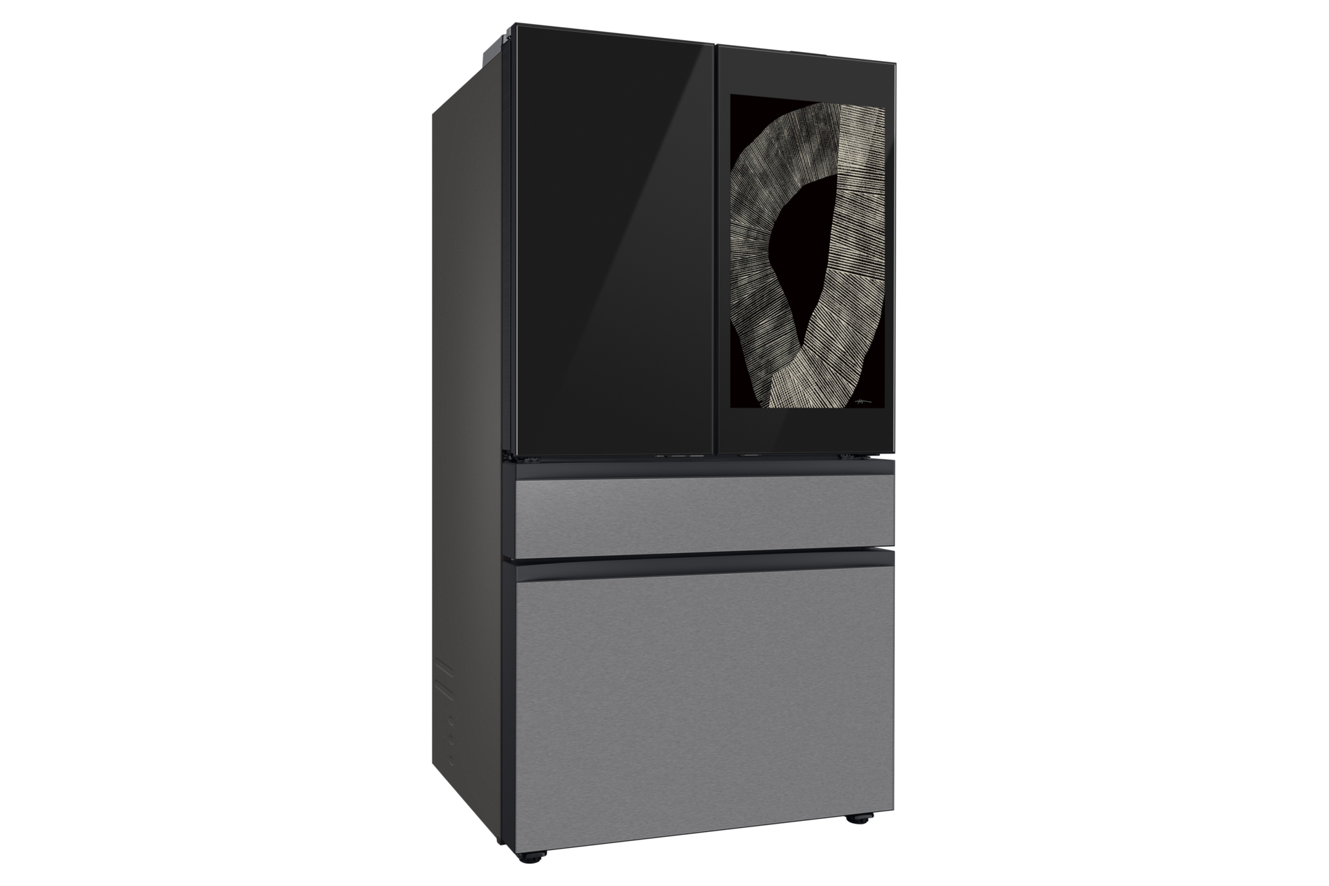Bespoke AI Refrigerator FDR Family Hub™ L-Perspective Charcoal Glass&Stainless Steel 