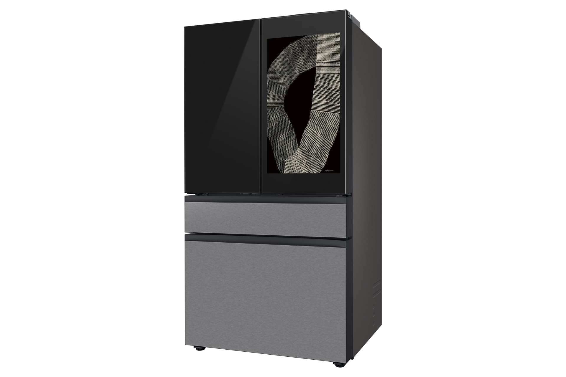 Bespoke AI Refrigerator FDR Family Hub™ R-Perspective Charcoal Glass&Stainless Steel 