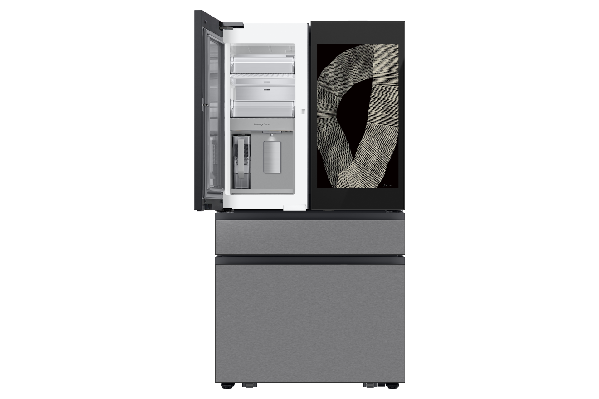 Bespoke AI Refrigerator FDR Family Hub™ Front-Open3 Charcoal Glass&Stainless Steel 