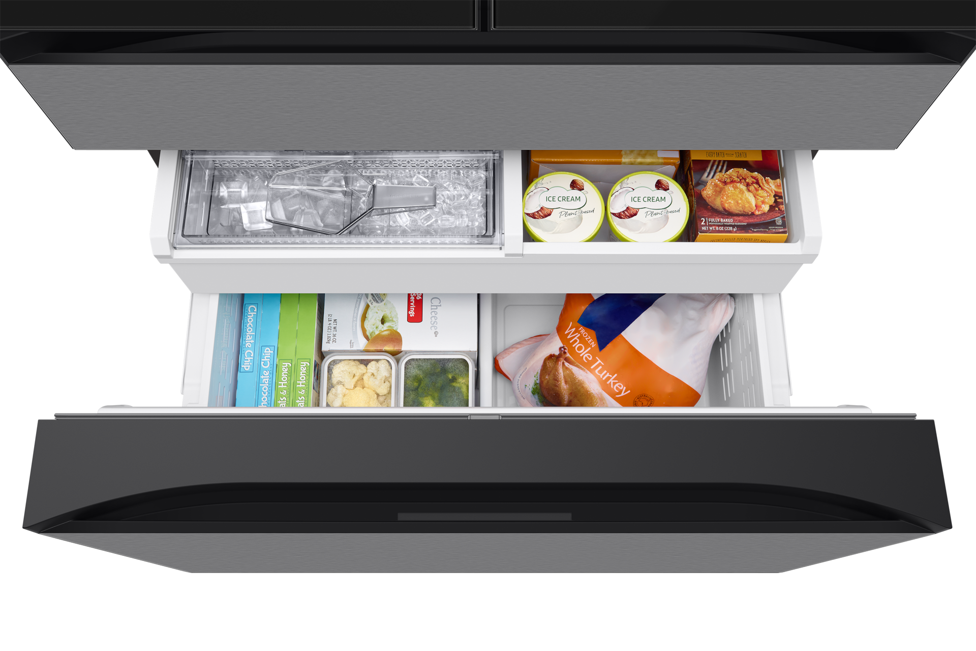 Bespoke AI Refrigerator FDR Family Hub™ Freezer-Dynamic-Food Charcoal Glass&Stainless Steel 