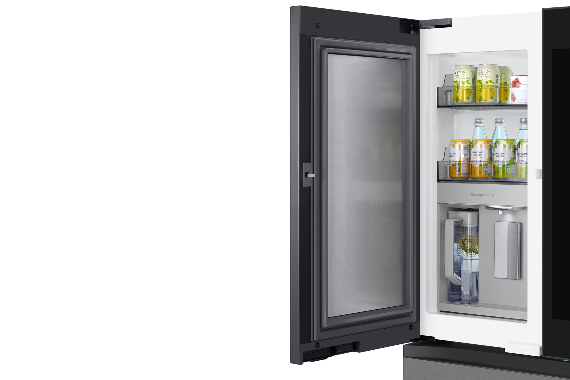 Bespoke AI Refrigerator FDR Family Hub™ FDSR-Door-Open Charcoal Glass&Stainless Steel 