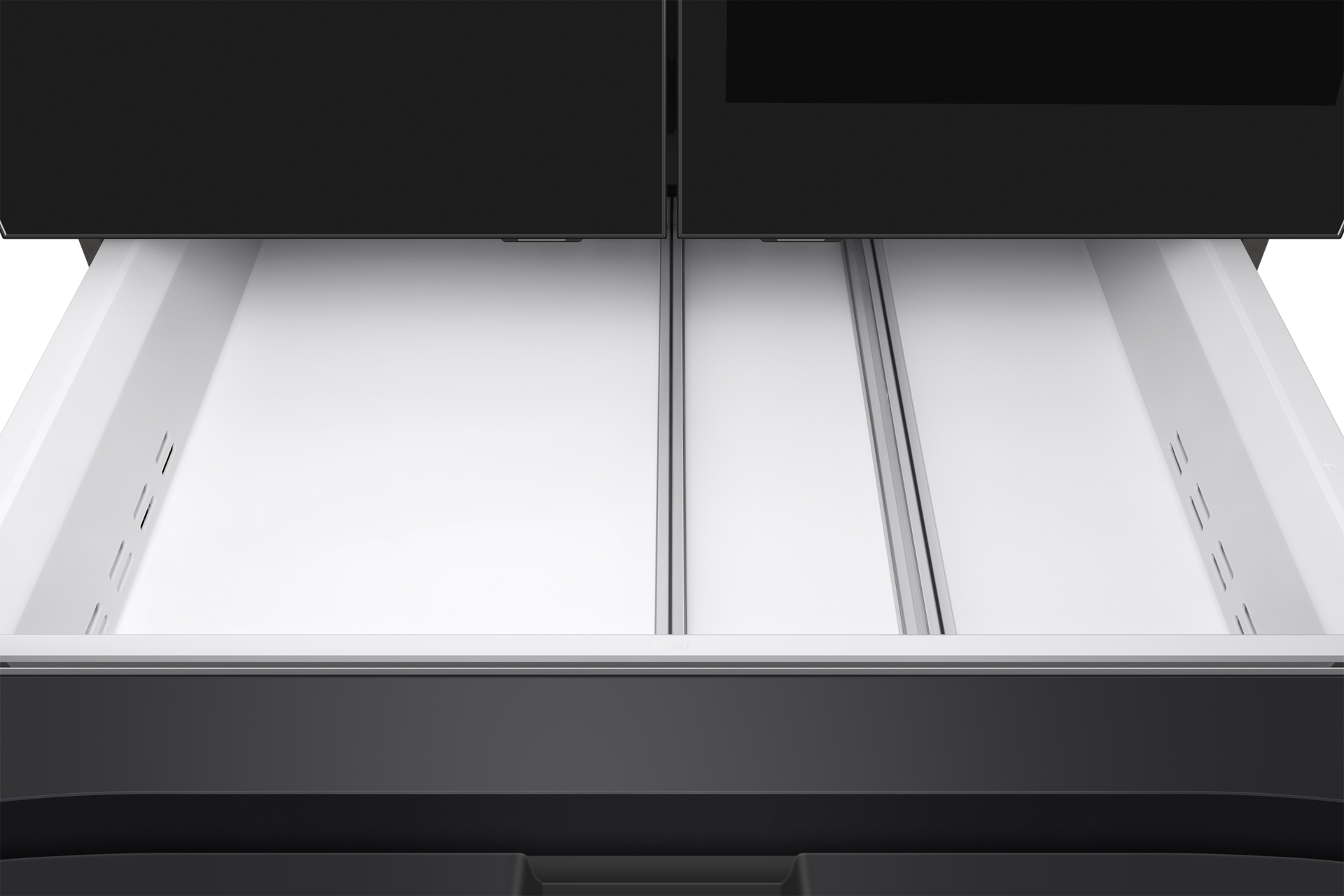 Bespoke AI Refrigerator FDR Family Hub™ Mid-Drawer-Open Charcoal Glass&Stainless Steel 