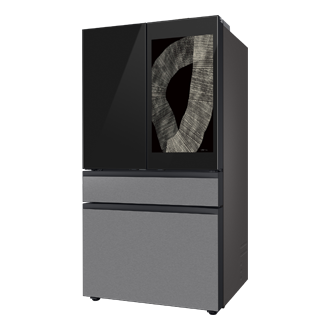 Bespoke AI Refrigerator FDR Family Hub™ R-Perspective Charcoal Glass&Stainless Steel 