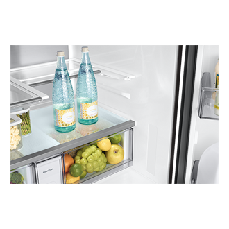 Bespoke AI Refrigerator FDR Family Hub™ Slide-in-Shelf-Food Charcoal Glass&Stainless Steel 