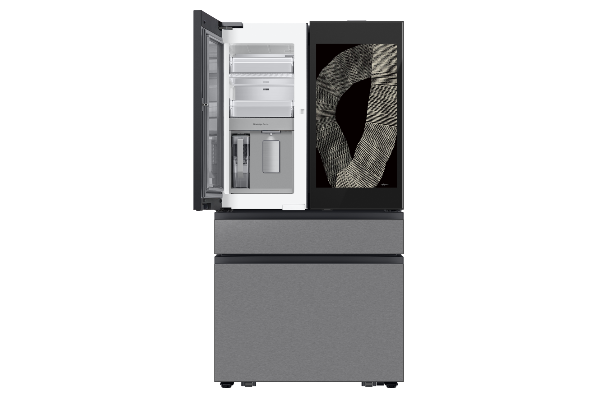 Bespoke AI Refrigerator FDR Family Hub™ Front-Open3 Charcoal Glass&Stainless Steel 