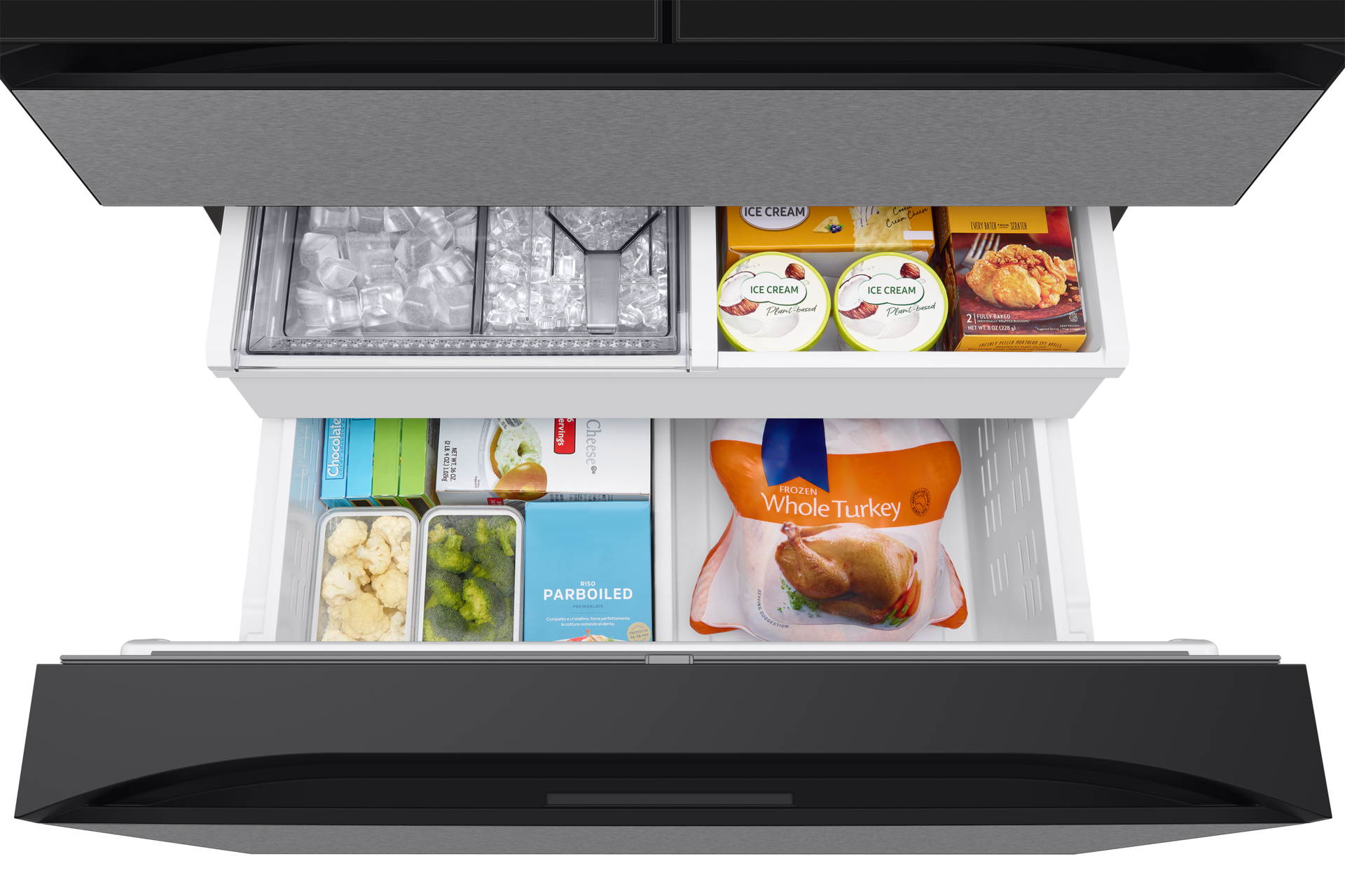 Bespoke AI Refrigerator FDR Family Hub™ Freezer-Dynamic-Food Charcoal Glass&Stainless Steel 
