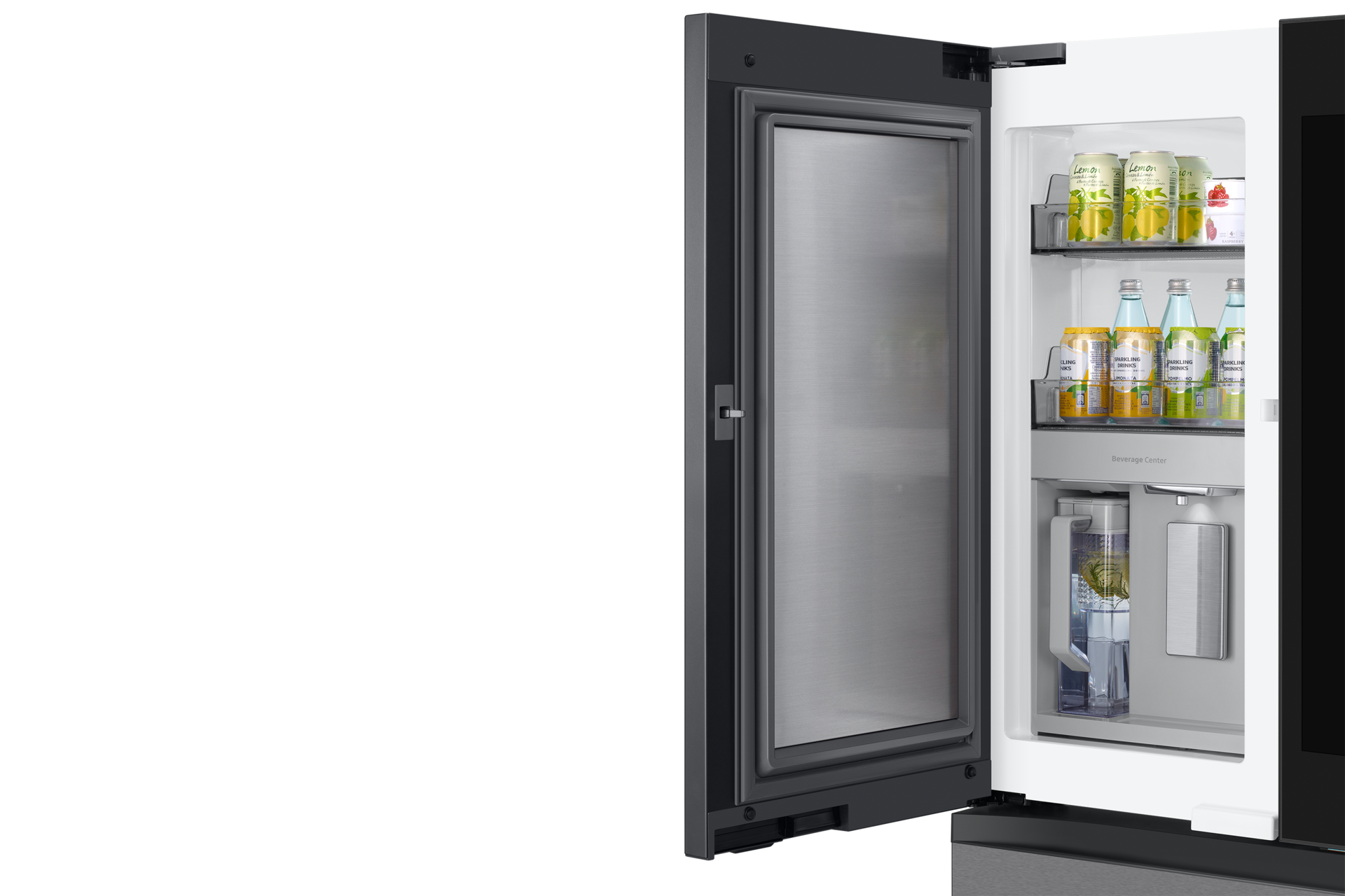Bespoke AI Refrigerator FDR Family Hub™ FDSR-Door-Open Charcoal Glass&Stainless Steel 