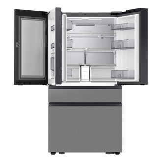 Bespoke AI Refrigerator FDR Family Hub™ Front-Open2 Charcoal Glass&Stainless Steel 