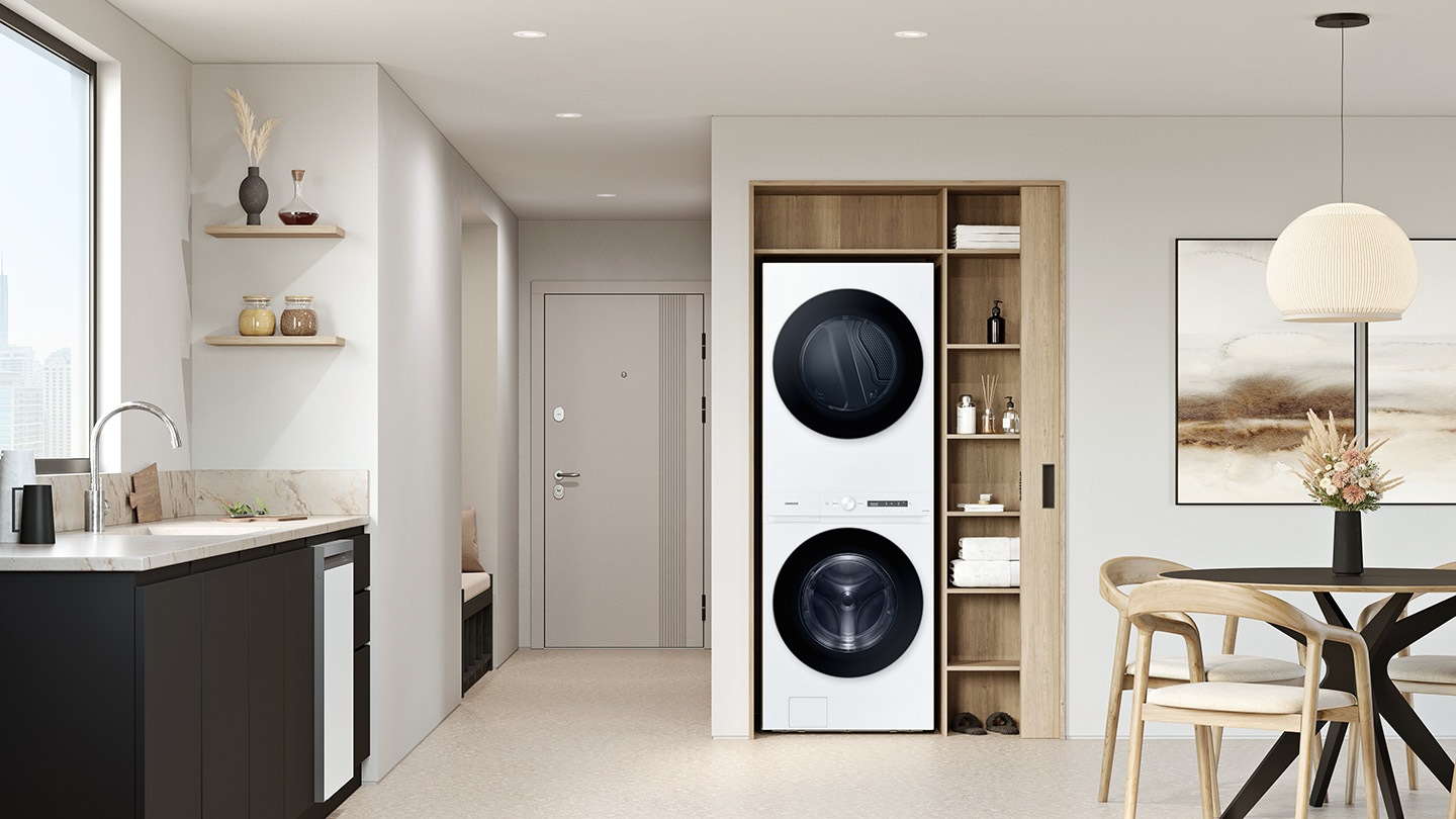 5.3 cu.ft 100 Series Laundry Hub with Space-saving design. White