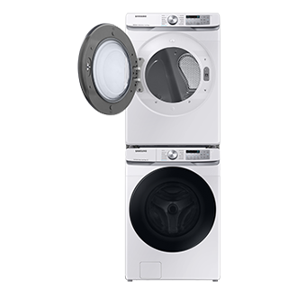 7.5 cu.ft DV6300B Dryer with Multi Steam and Steam Sanitize+ Stack-Front-Door-Open White 
