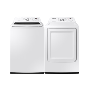 5.0 Cu.Ft. Top Load Washer and 7.5 Cu.Ft. Dryer with Sensor Dry Blanc