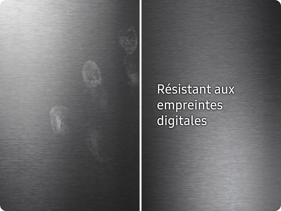 There is a side-by-side comparison of non-smudge-proof surface and smudge-proof surface with fingerprint resistance.