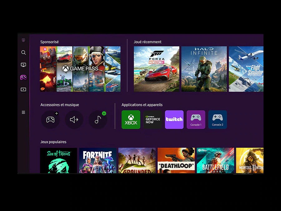 The Gaming Hub UI is on display.