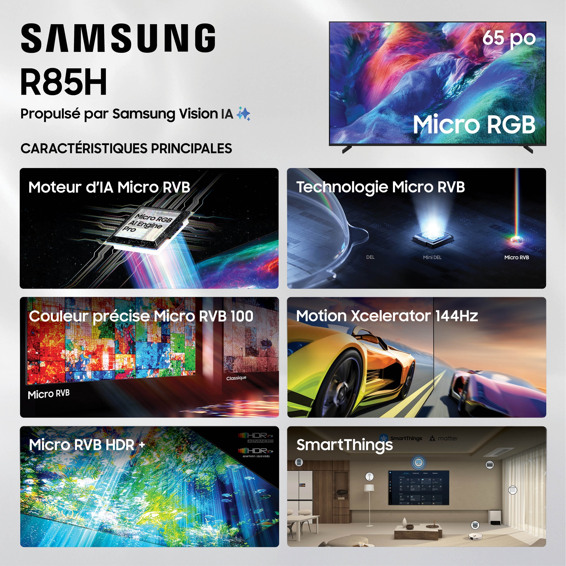 65" Micro RGB R85H 4K Samsung Vision AI Smart TV (2026) Titanium Black
