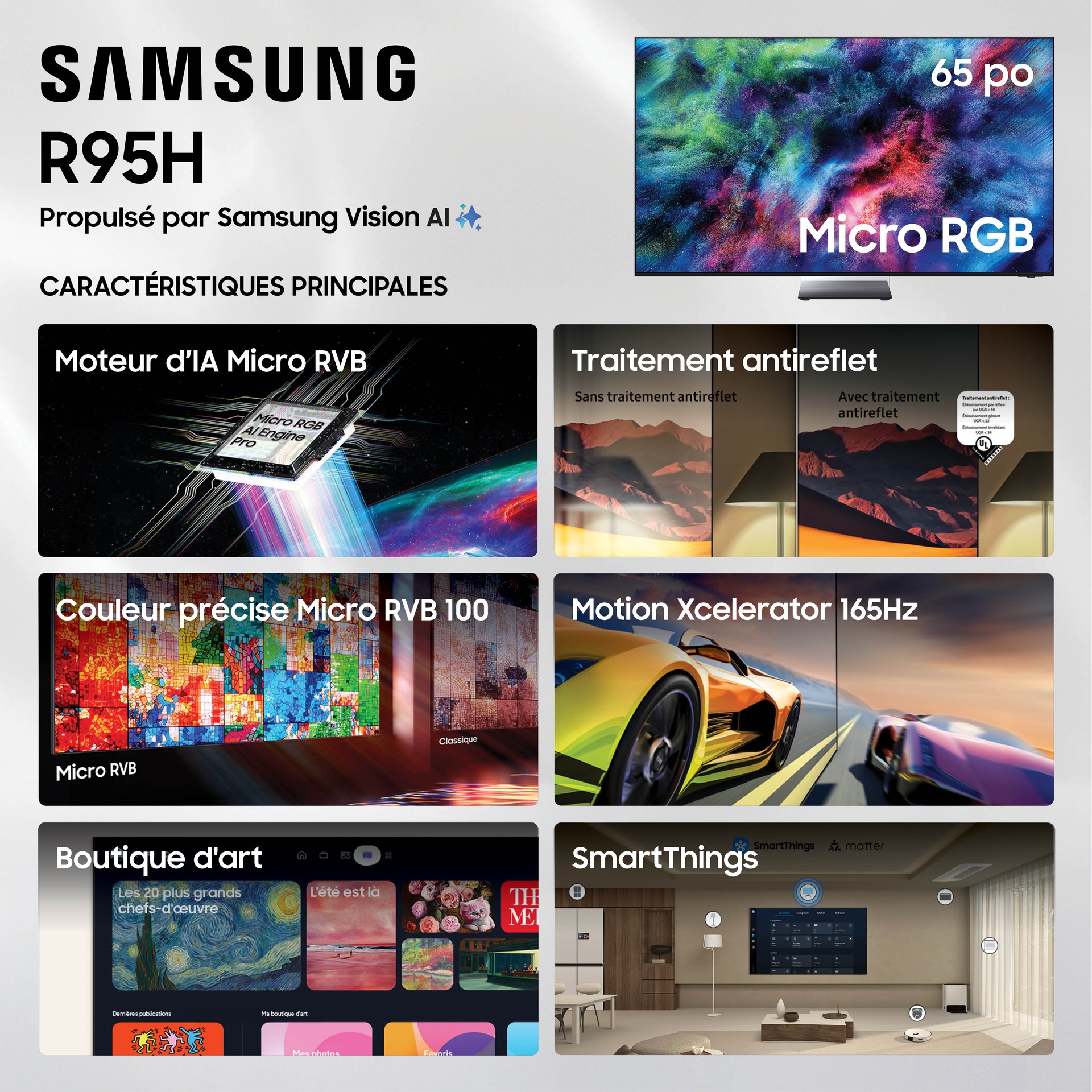 65" Micro RGB R95H 4K Samsung Vision AI Smart TV (2026) Black