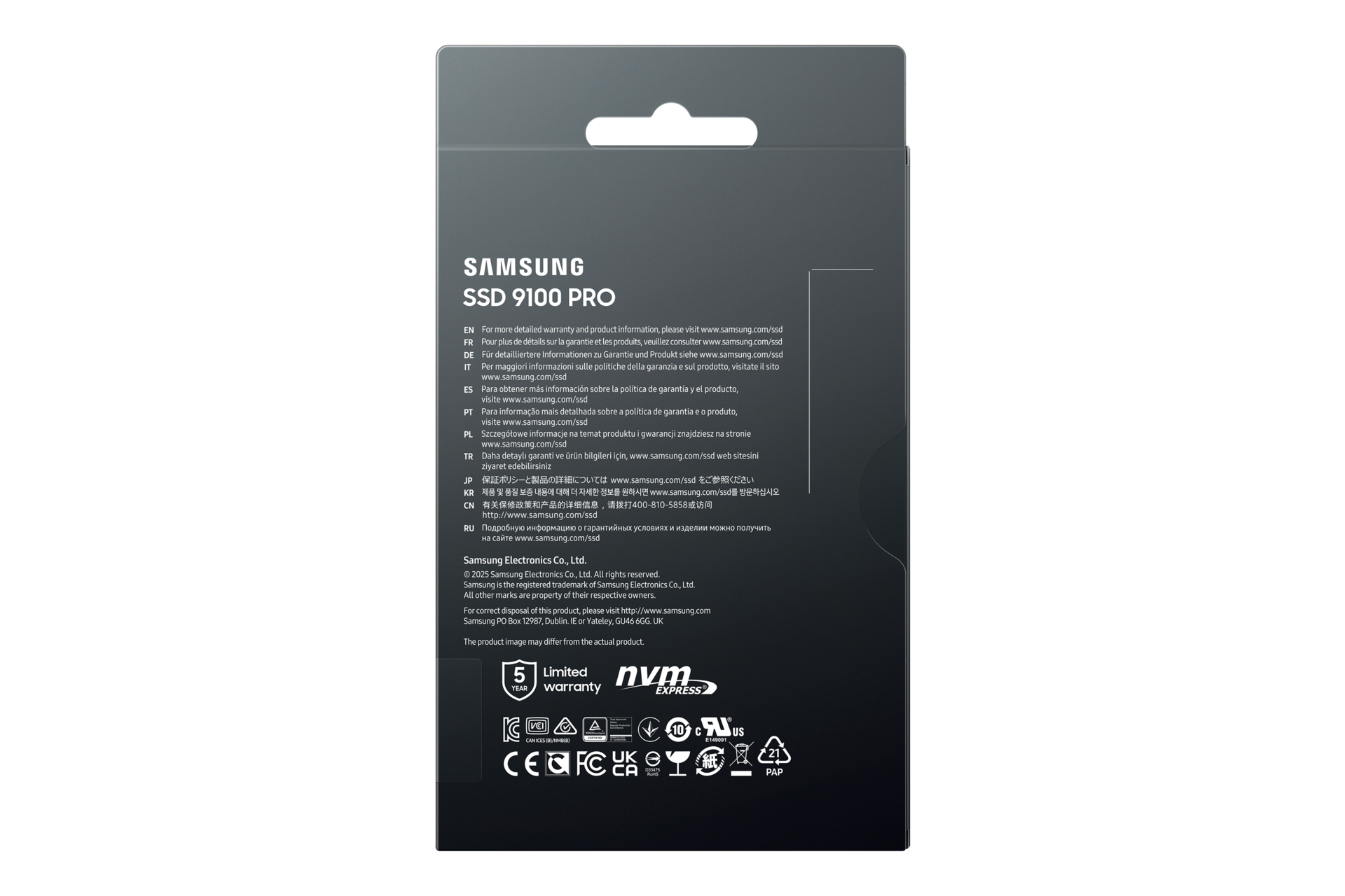 9100 PRO PCIe 5.0 NVMe M.2 SSD PKG-Back Black 
