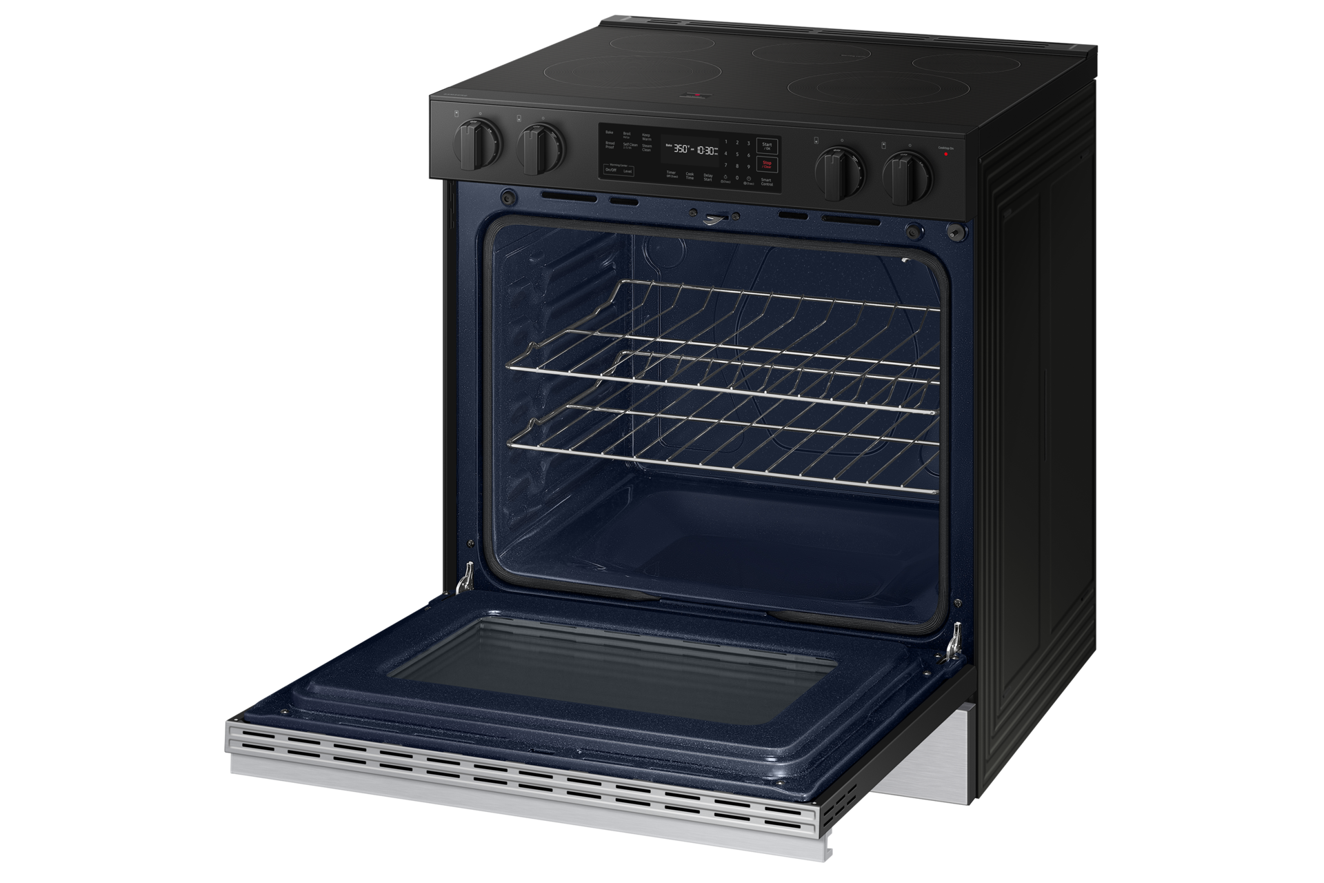 NE9000D Electric Range with Precision Knobs Side-Perspective2 Stainless Steel 