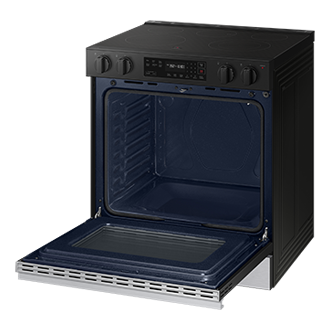 NE9000D Electric Range with Precision Knobs Side-Perspective1 Stainless Steel 