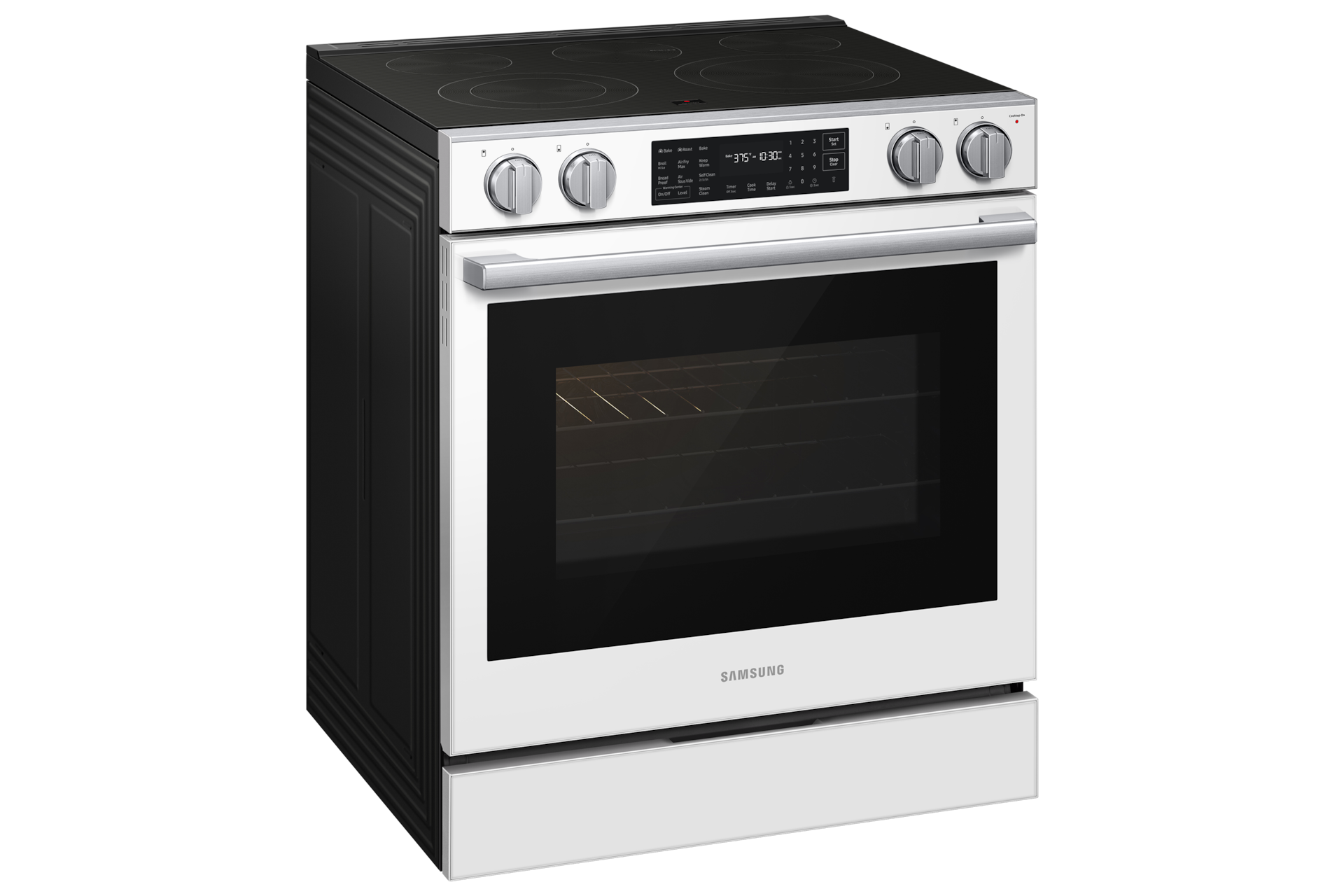 NSE80H/30 Air Fry Max and Pro-Style Design 6.3 cu.ft L-Perspective White 