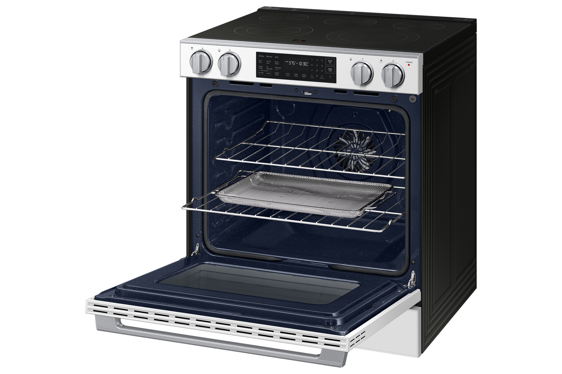 NSE80H/30 Air Fry Max and Pro-Style Design 6.3 cu.ft R-Perspective-Open-Rack White 