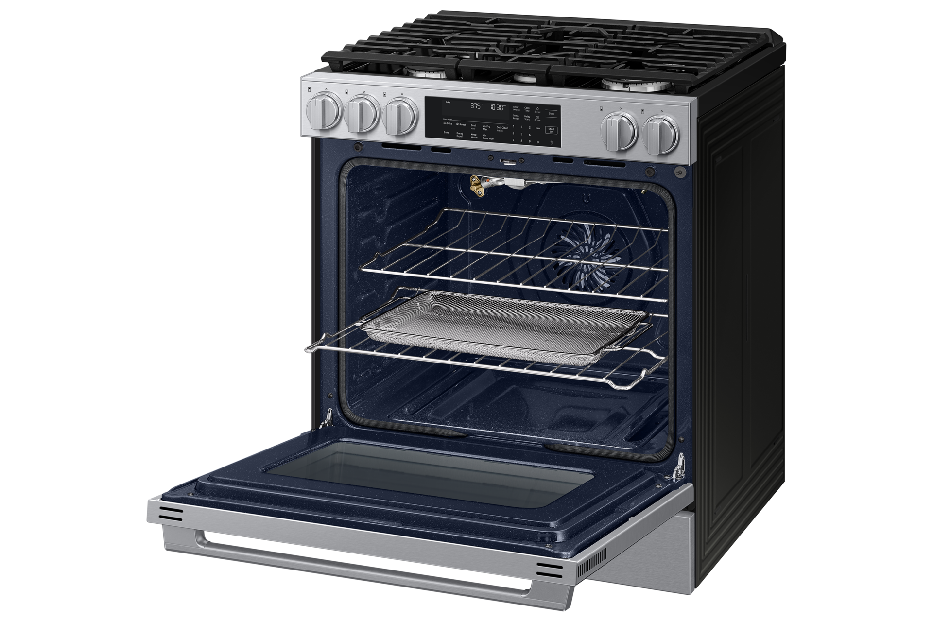 NSG90H/30 Air Fry Max and Pro-Style Design 6.0 cu.ft. R-Perspective-Open-Rack Silver 