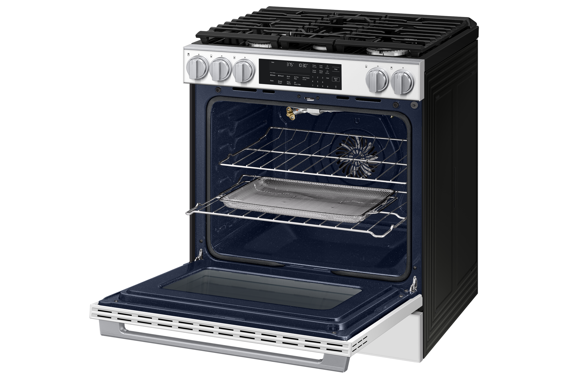 NSG90H/30 Air Fry Max and Pro-Style Design 6.0 cu.ft. R-Perspective-Open-Rack White 