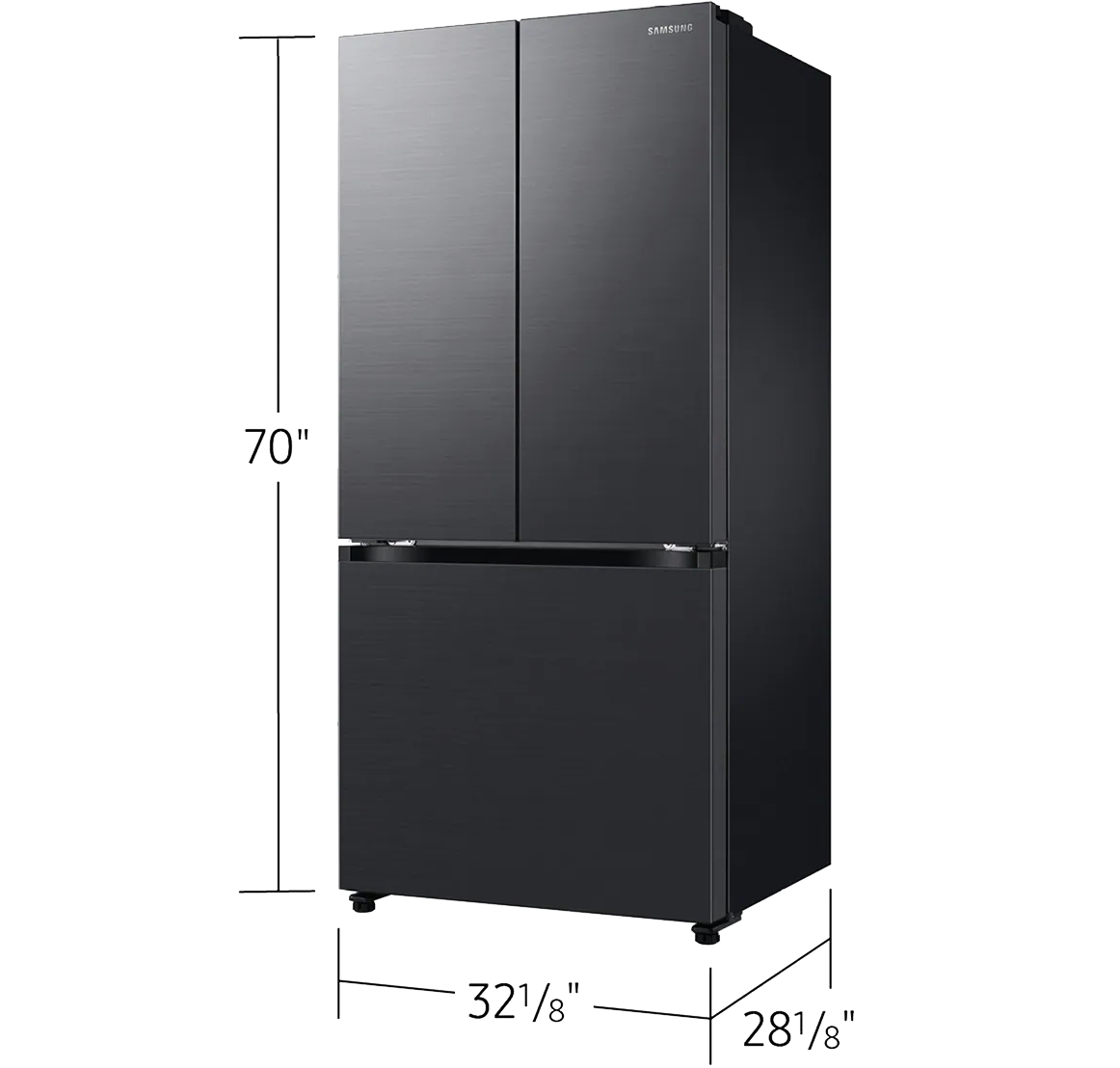 Réfrigérateur à portes françaises 33 po (3 portes) de 18 pi³ avec technologie Twin Cooling Plus™ (2025) Noir caviar matté
