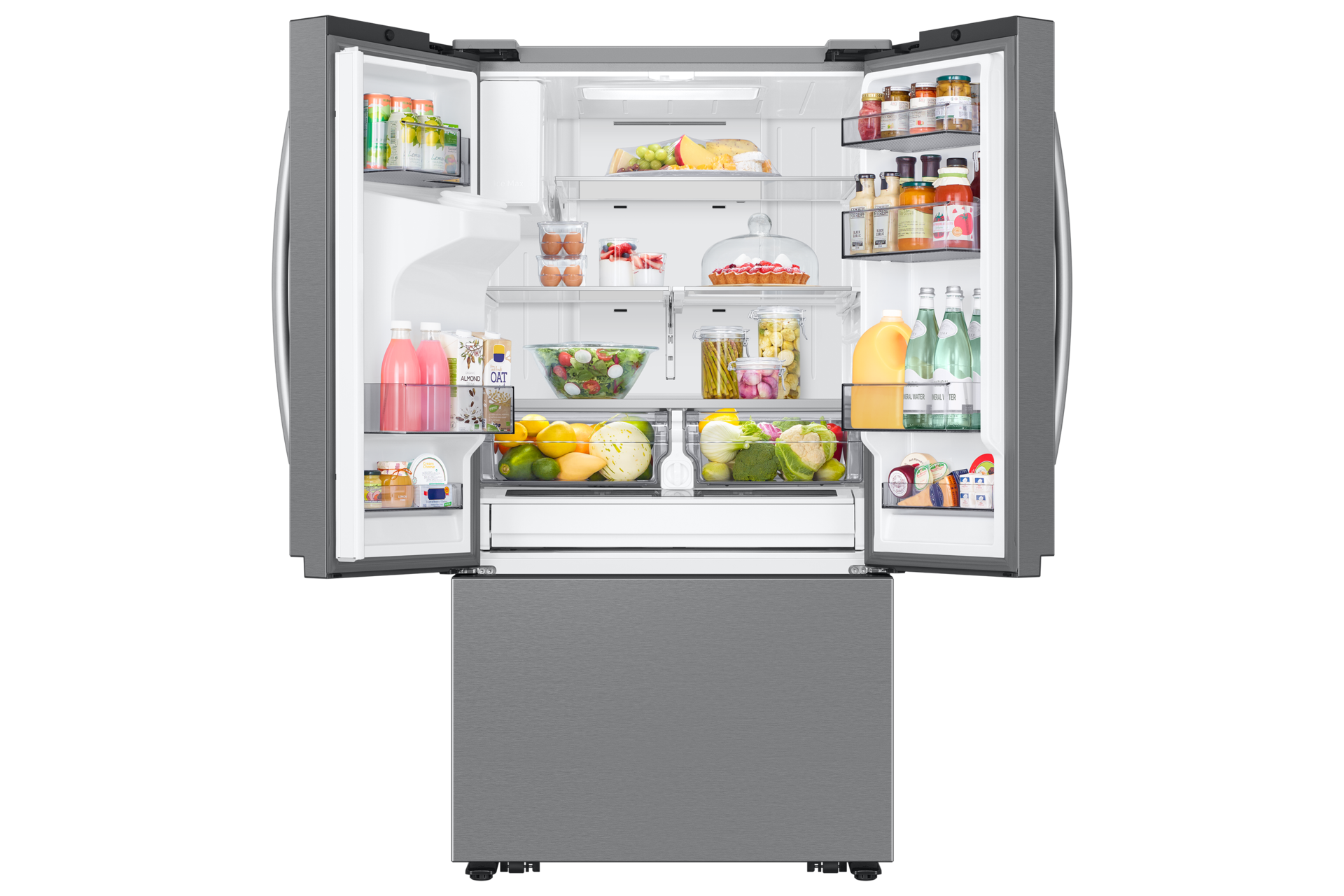 French Door Dispenser Family Hub 25.5 cu.ft Front-Open-With-Food Silver 