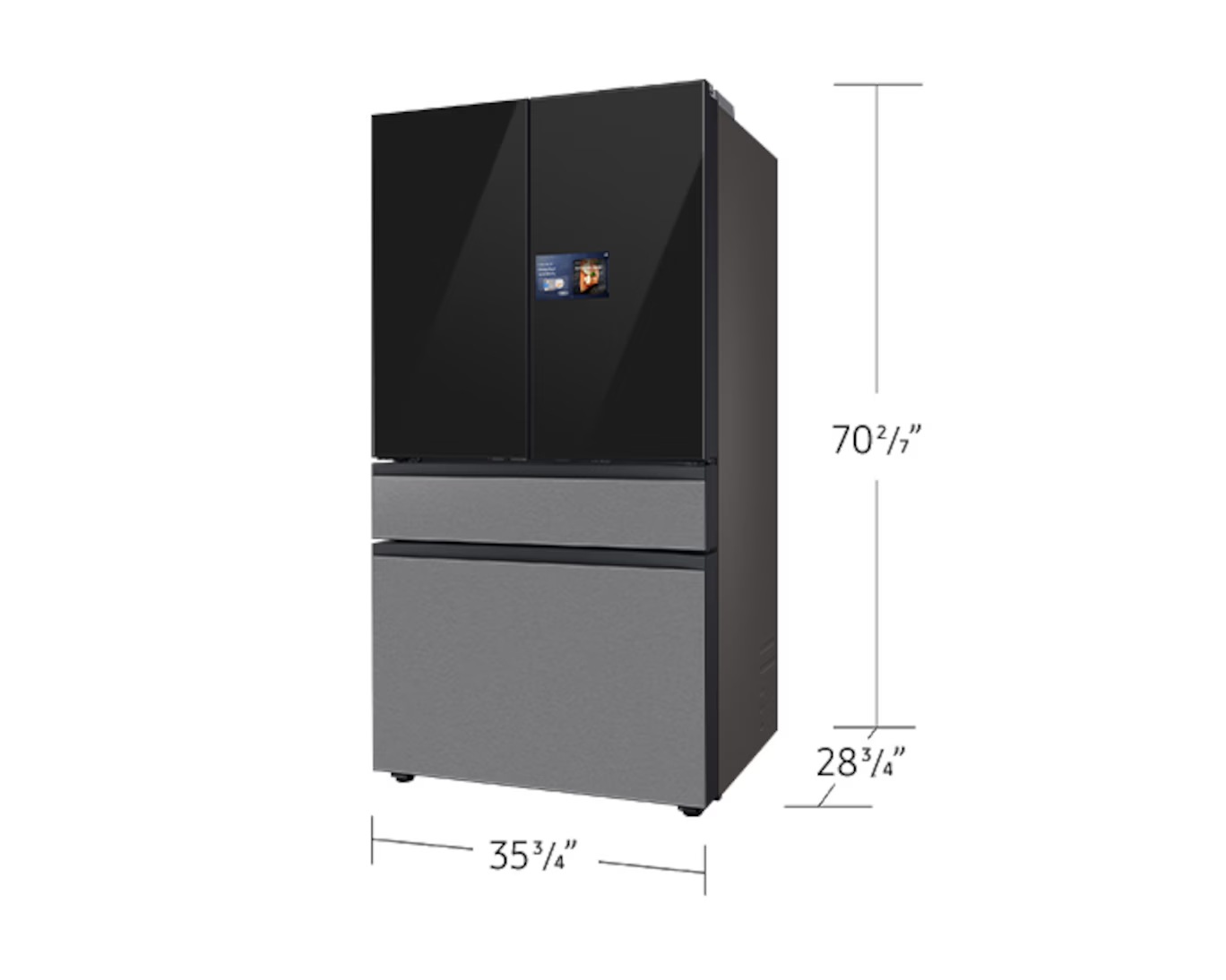 Réfrigérateur à portes françaises 4 portes Bespoke AI RF80 | AI Vision™ | Porte à ouverture automatique 29 pi³  acier inoxydable