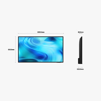 Dimensions de l'écran du Samsung Crystal UHD U8000H uniquement (1 070 x 650 x 123 mm). Hauteur avec le socle « Black Basic » (1 070 mm). Dimensions du socle « Black Basic » (650 x 123 mm).