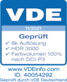 Zertifiziert vom VDE, mehr unter: VDEinfo.com,  ID. 40054291, Modell: QN900B (75"/85").