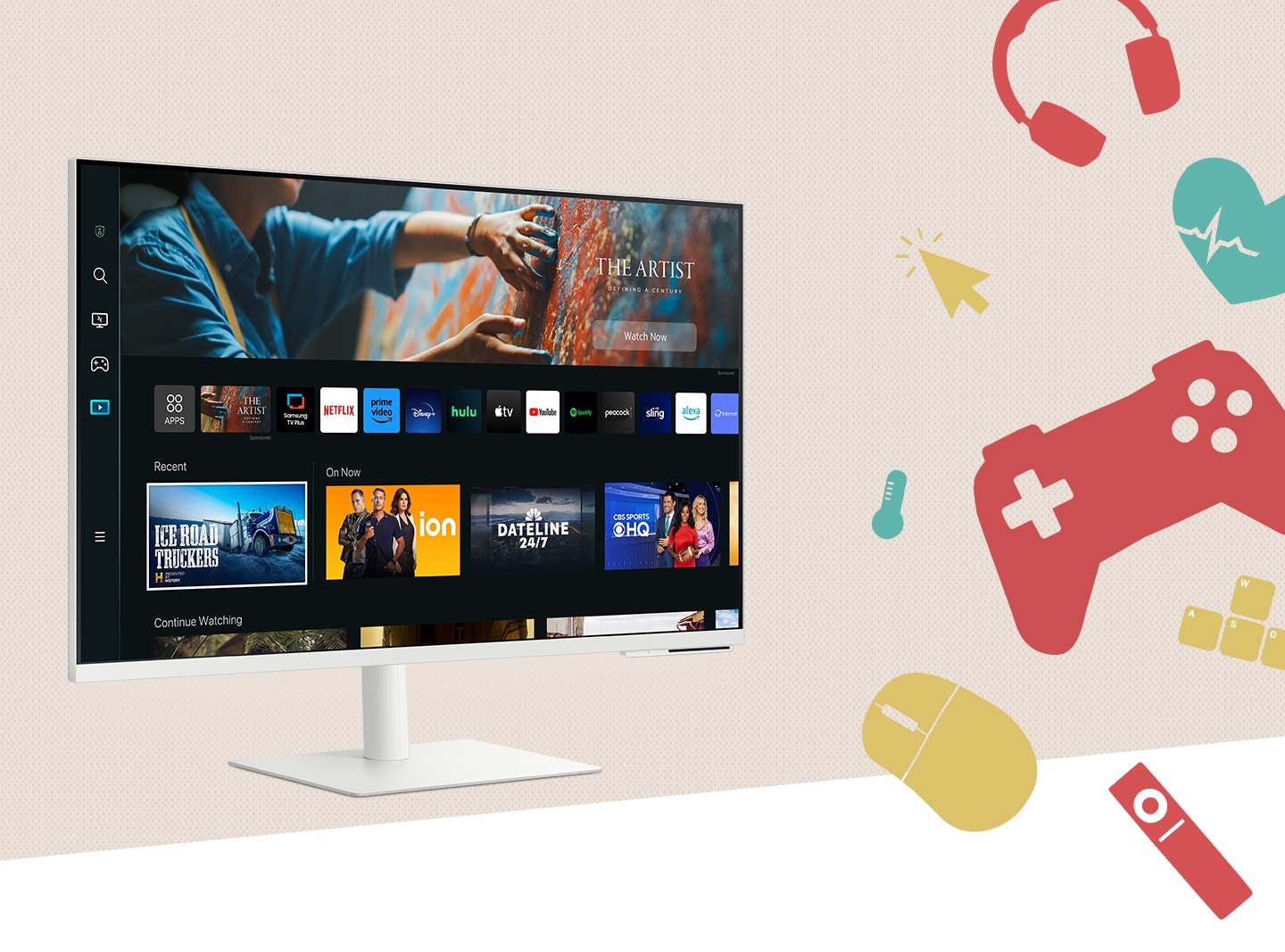 There is a Smart Monitor M7 with its Media Hub UI on it.