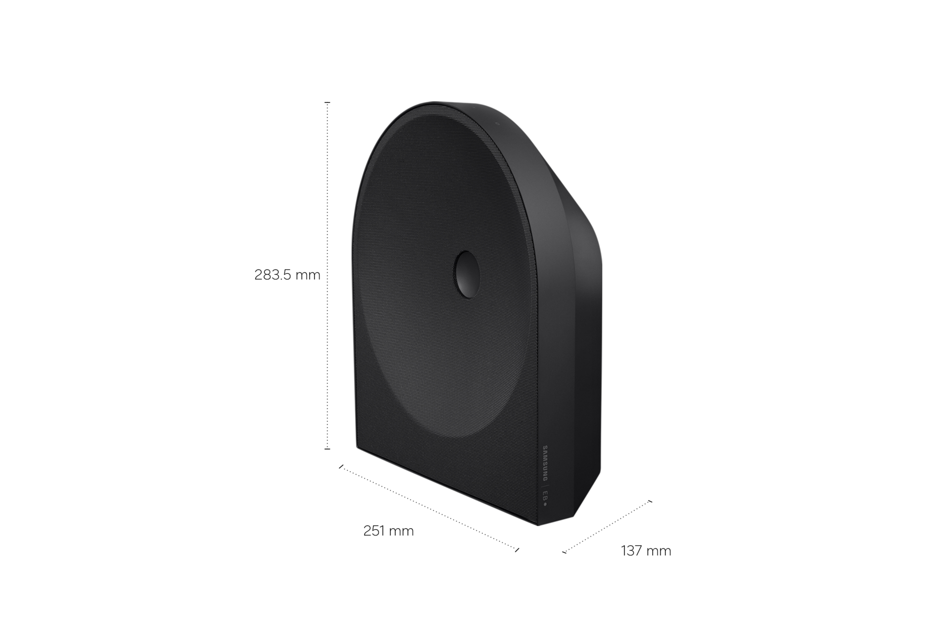 Music Studio 5 mit den Dimensionen angegeben. Abmessungen: 283,5 mm hoch, 251 mm breit, 137 mm tief. 