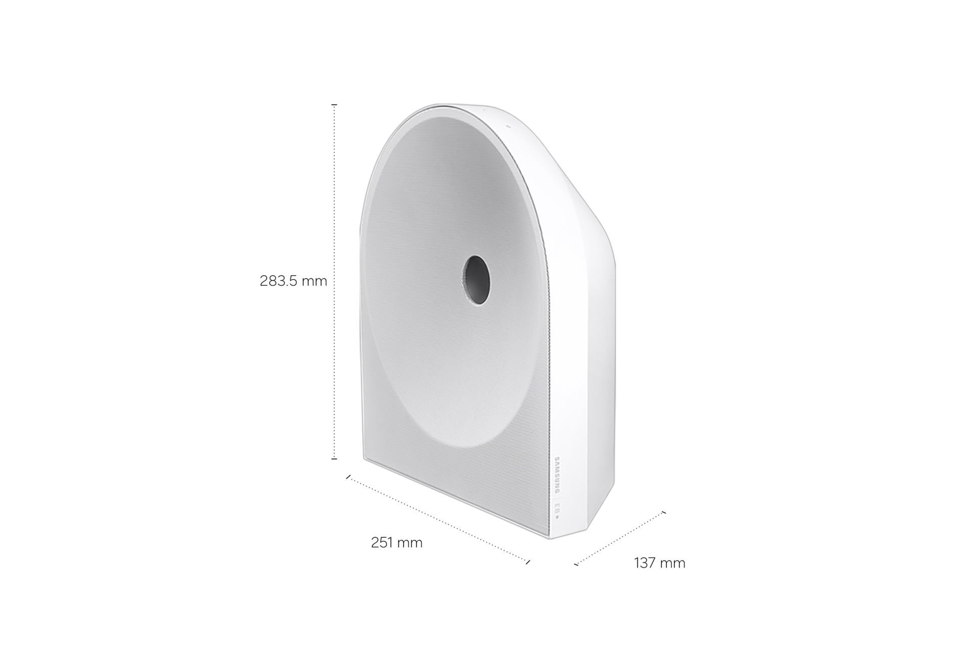 Music Studio 5 mit den Dimensionen angegeben. Abmessungen: 283,5 mm hoch, 251 mm breit, 137 mm tief. 