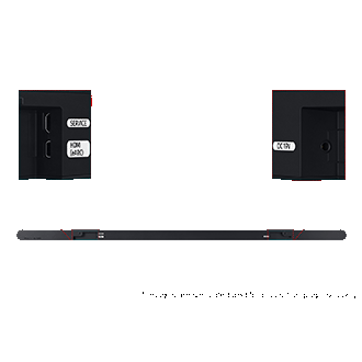 Rückseite der Soundbar S800D mit den Anschlüssen Service, HDMI und DC19V.