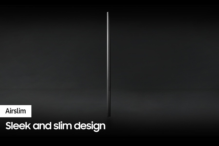 Profile view of QLED TV Q60C shows ultra slim design of QLED TV AirSlim