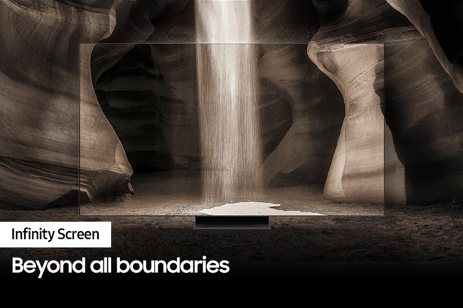 Neo QLED TV QN900C Infinity screen is showing the scene as if there is no bezel 