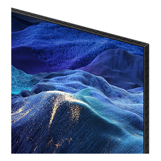 Neo QLED QN990H deren Abmessungen eingeblendet sind. 