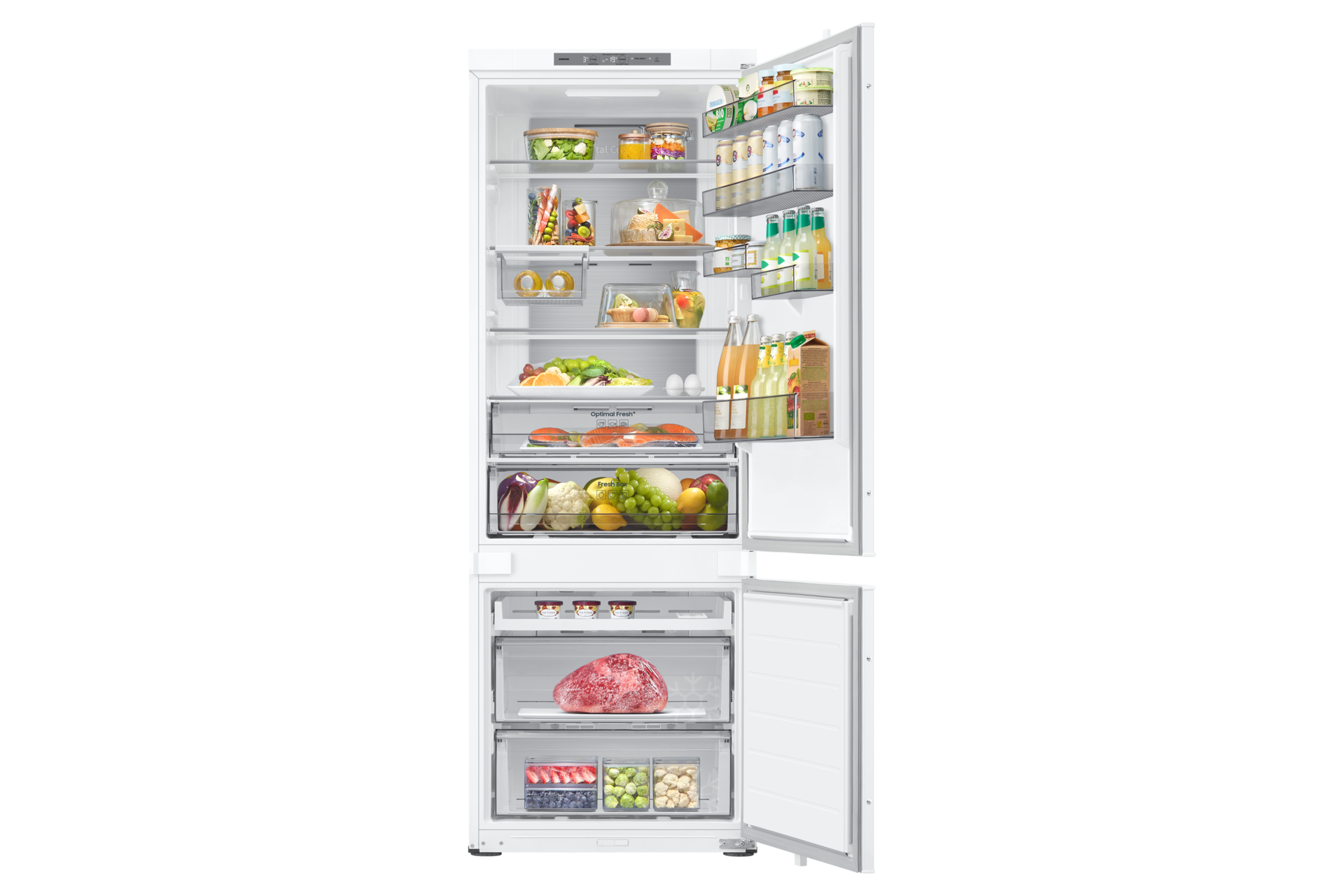 BRB6500D Built In Bottom Mount Freezer refrigerator with SmartThings AI Energy Mode Front-Open-With-Food White 