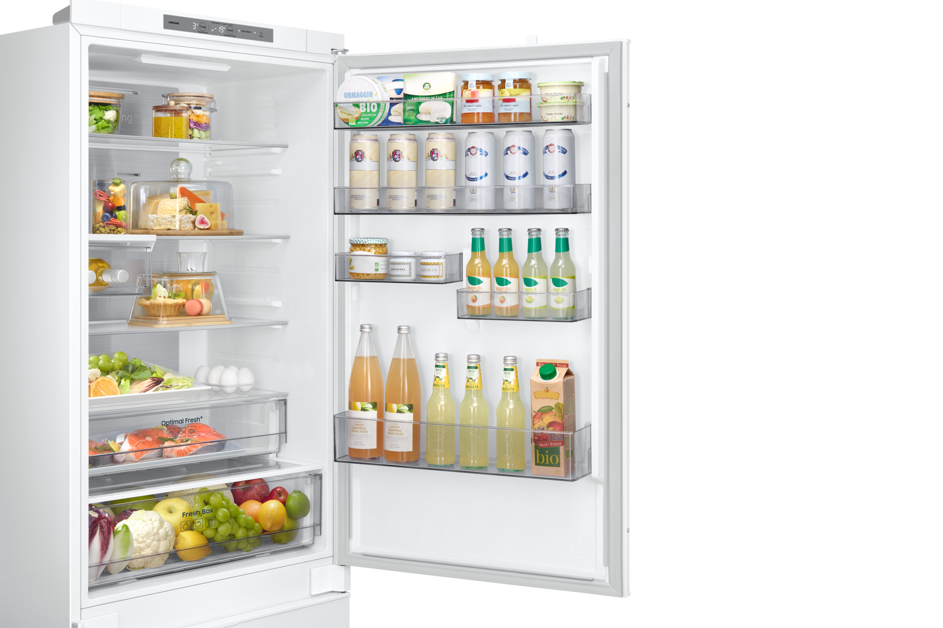 BRB6500D Built In Bottom Mount Freezer refrigerator with SmartThings AI Energy Mode Detail-Door-Guard White 