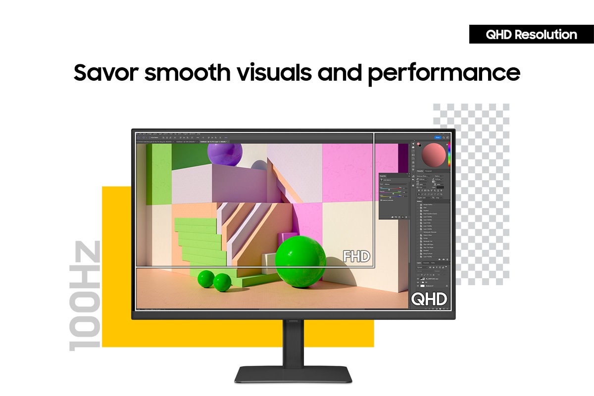 Savoure des performances et des images haut de gamme avec la résolution QHD et un taux de rafraîchissement de 100Hz.